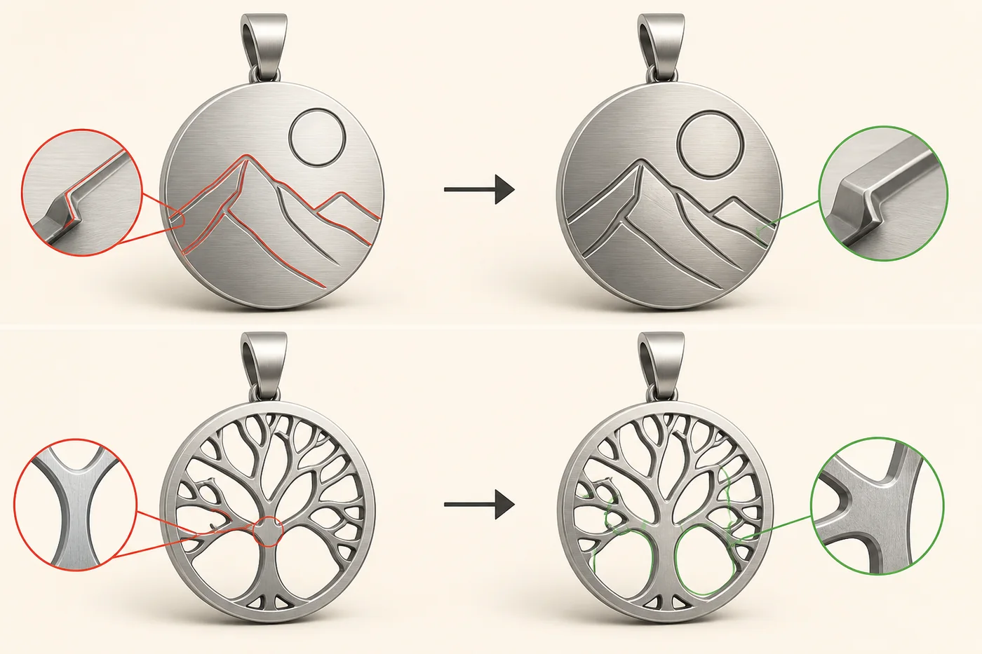 Jewelry fine lines and openwork design comparison