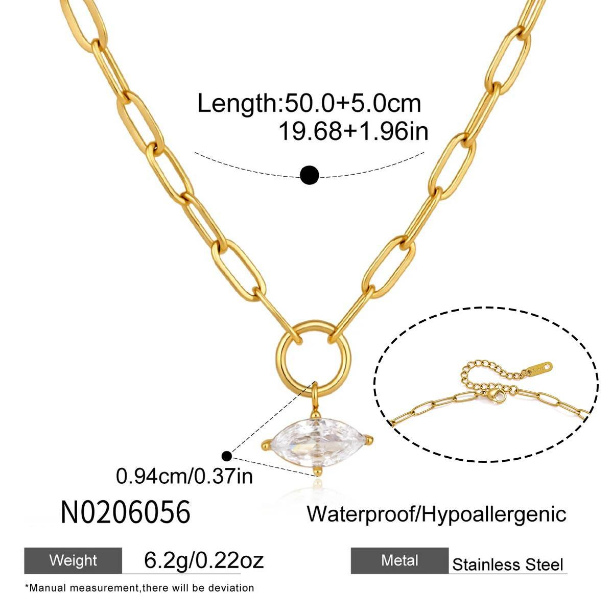 Marquise Pendant Paperclip Necklace — CM-N001
