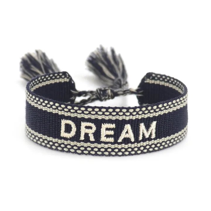 Actual DREAM lettering woven bracelet catalog design