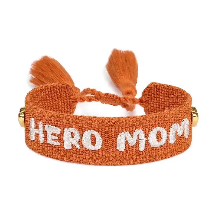 Orange HERO MOM embroidered bracelet, ZM35-183