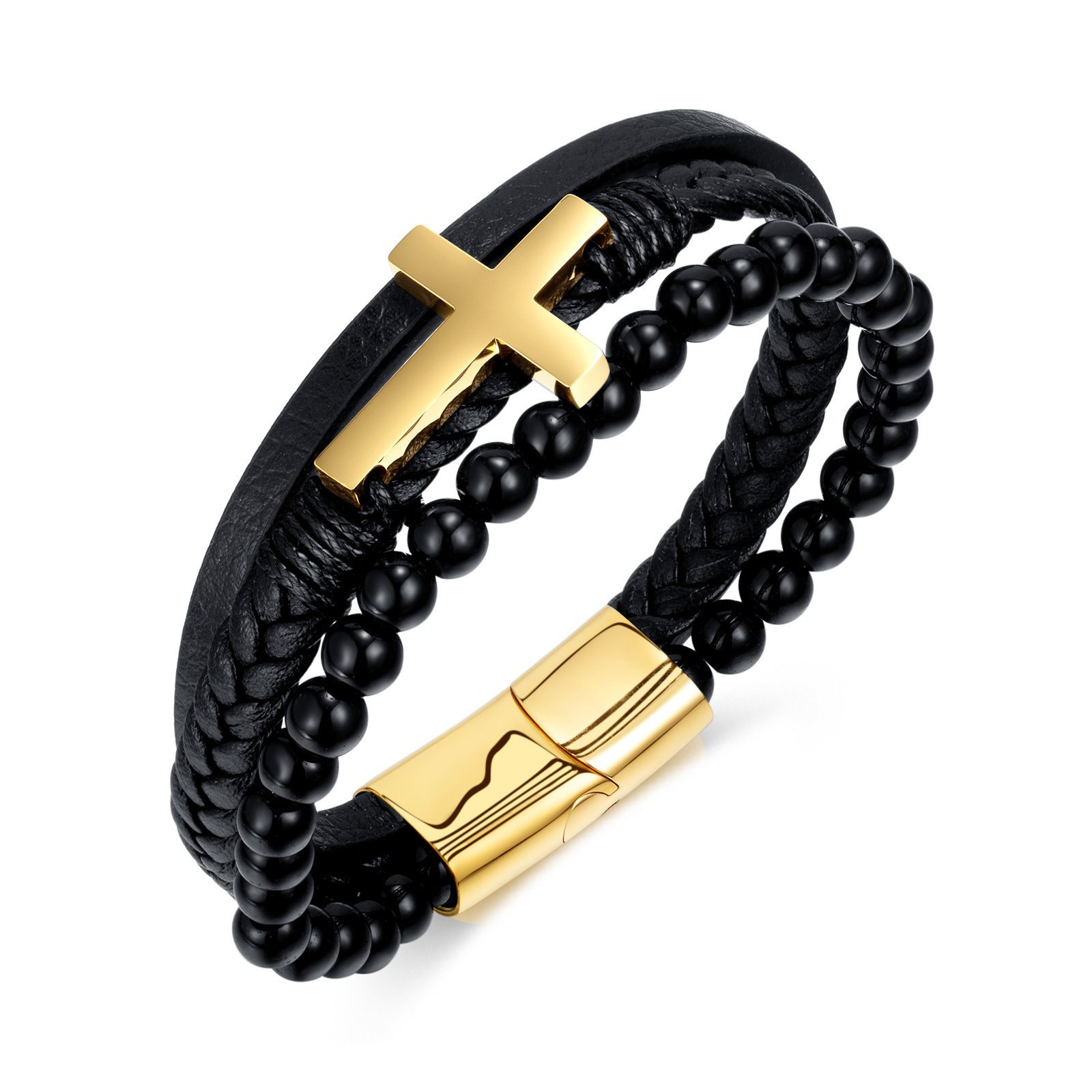 Cross-Accent Braided-Look Bracelet