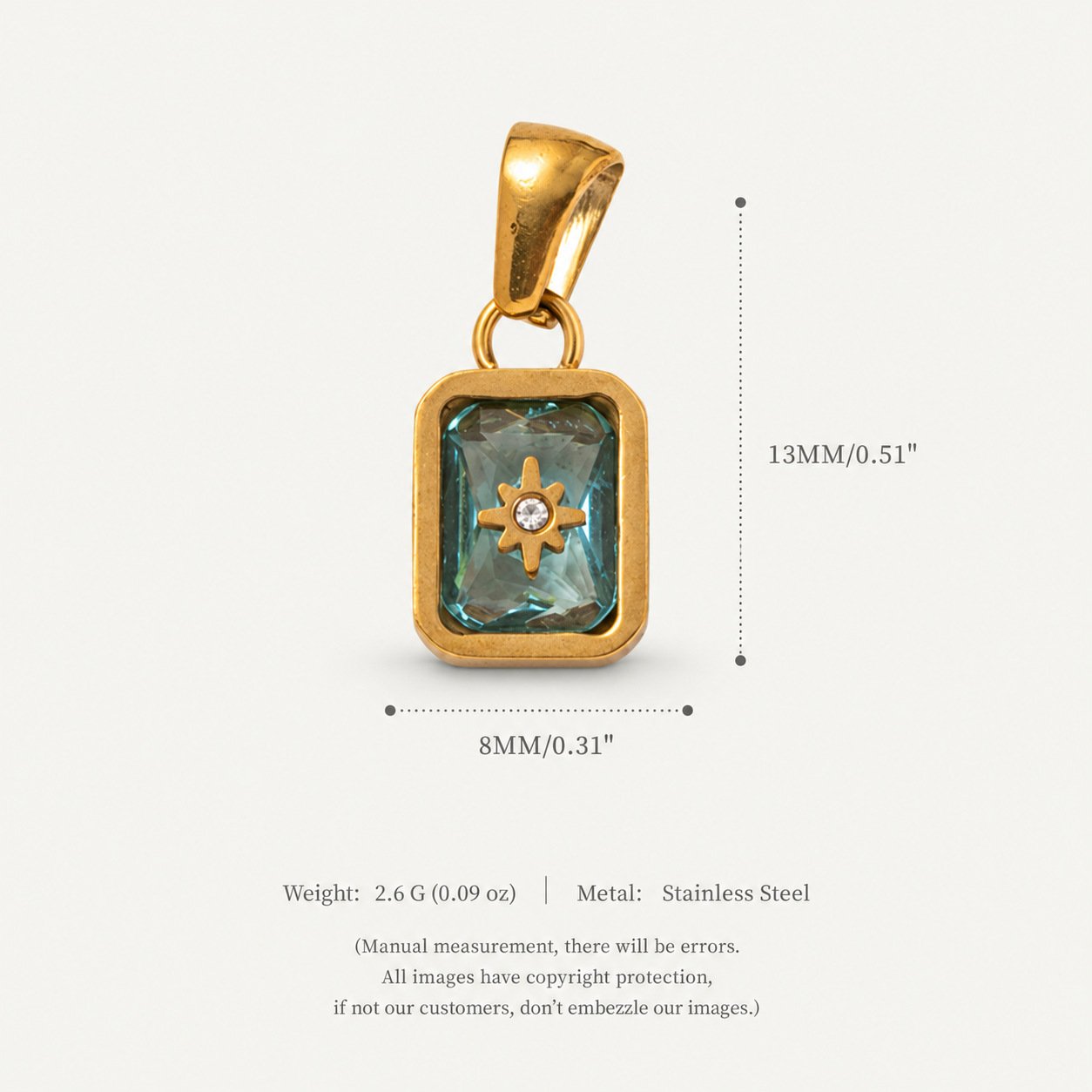 North-Star Detail Birthstone-Inspired Pendant March / Gold-tone