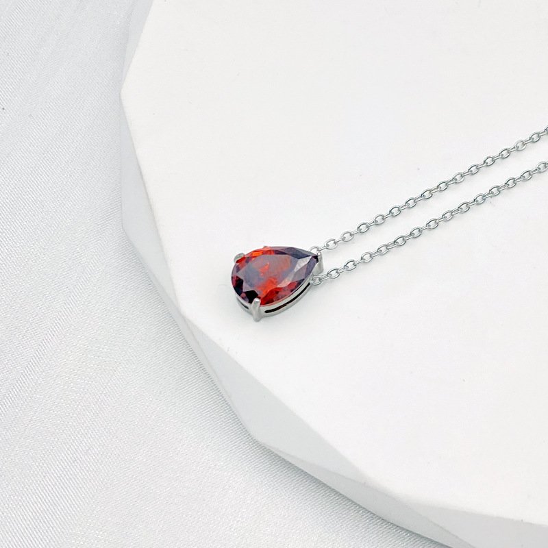 Teardrop Birthstone-Inspired Necklace January / Silver-tone