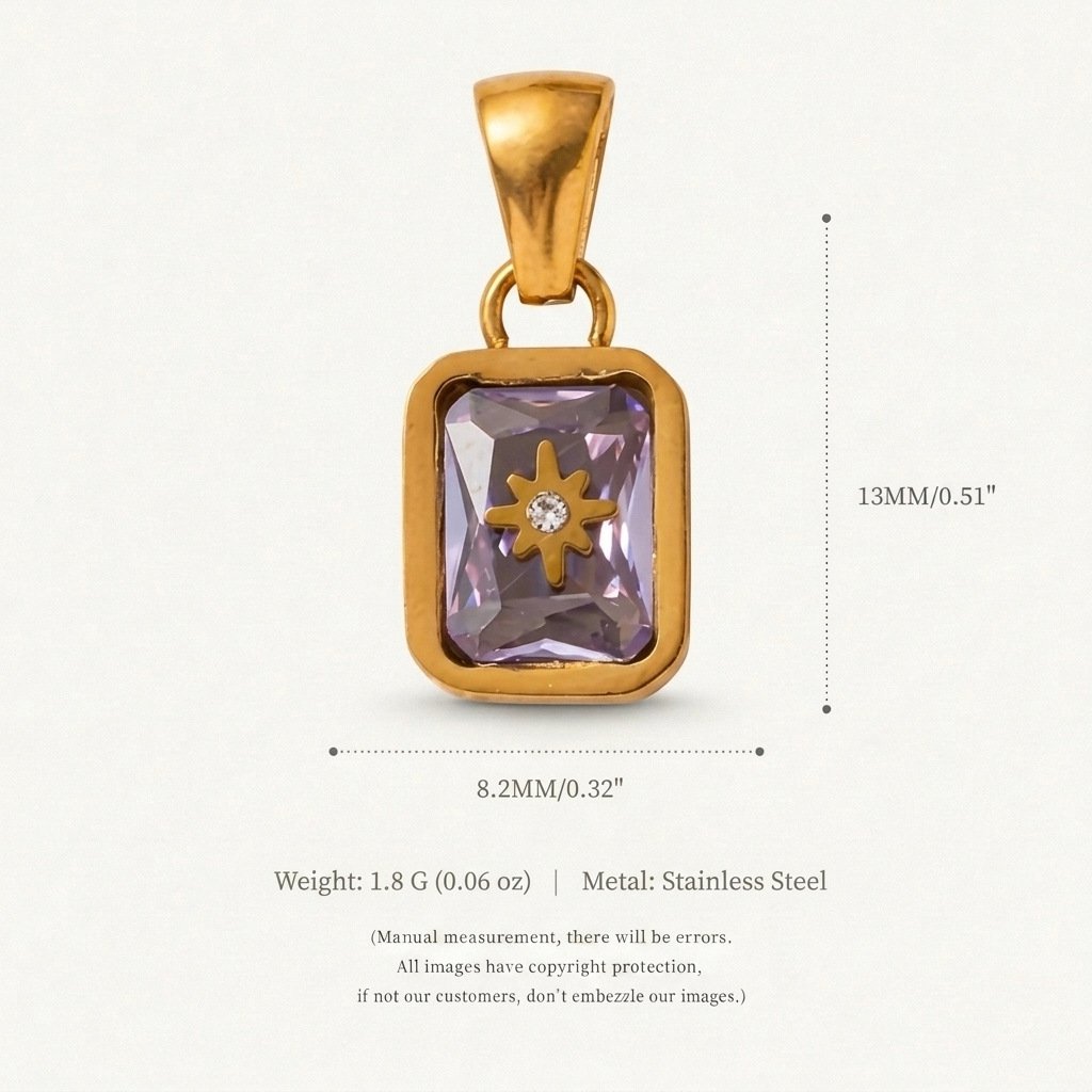 North-Star Detail Birthstone-Inspired Pendant June / Gold-tone