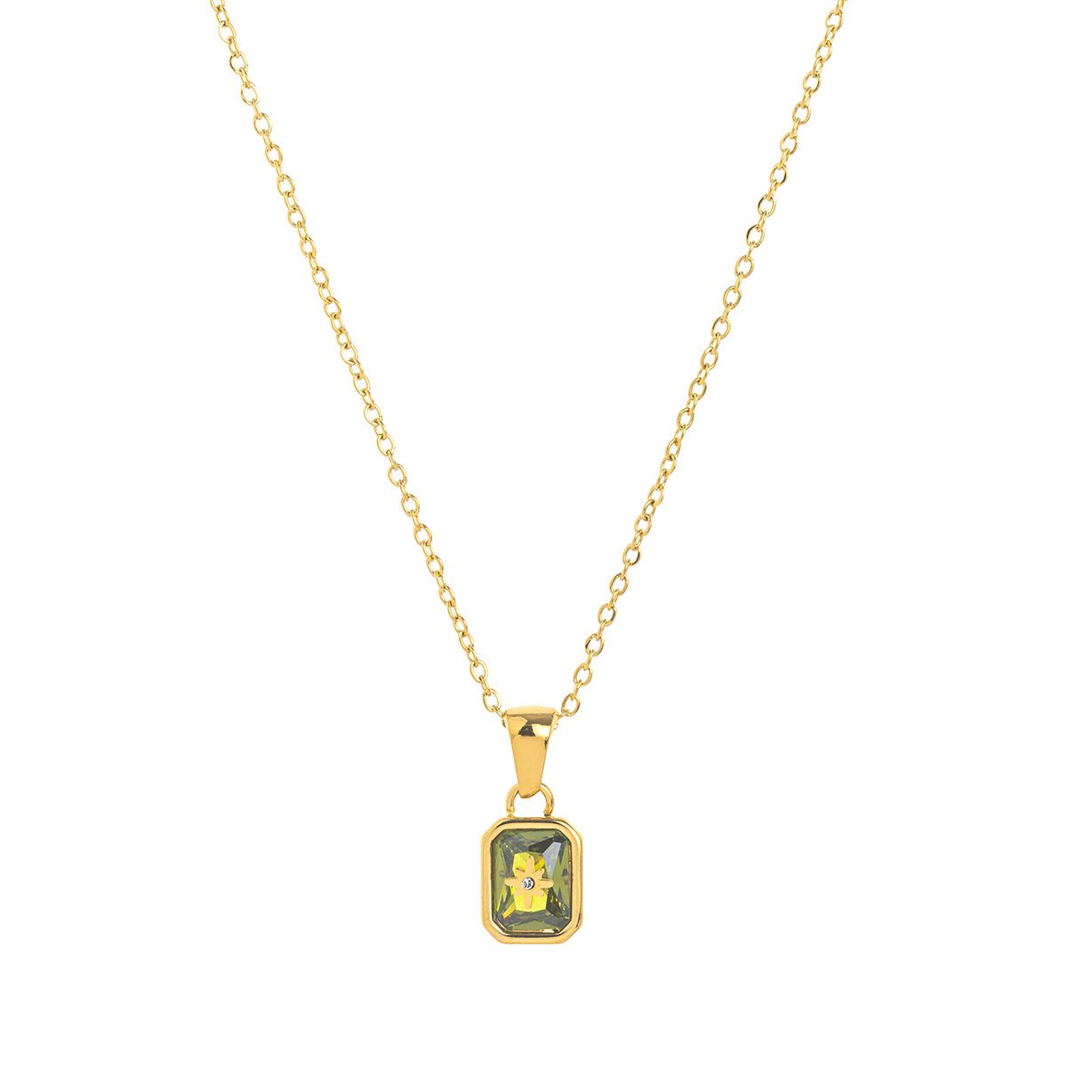 North-Star Detail Birthstone-Inspired Necklace August / Gold-tone