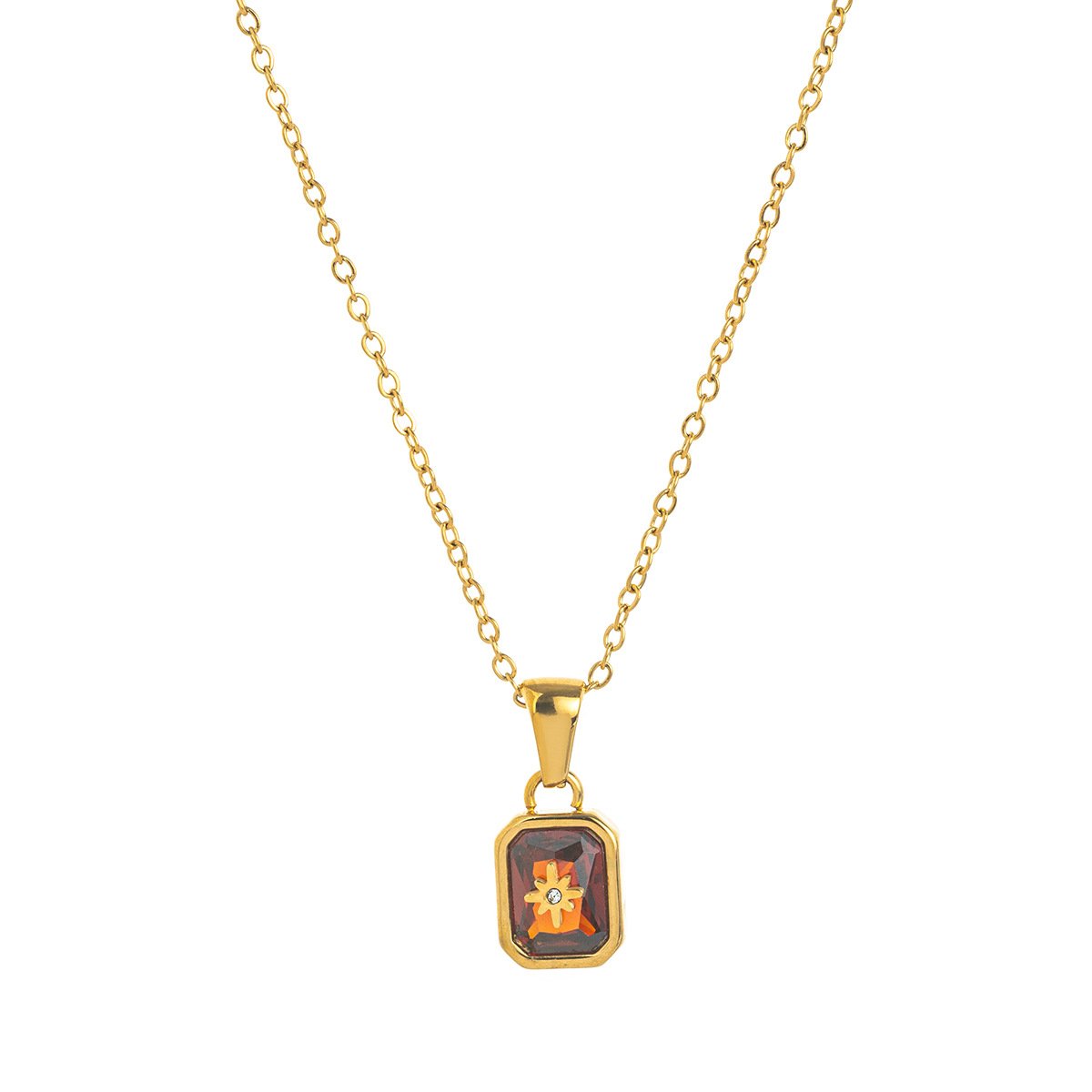 North-Star Detail Birthstone-Inspired Necklace January / Gold-tone