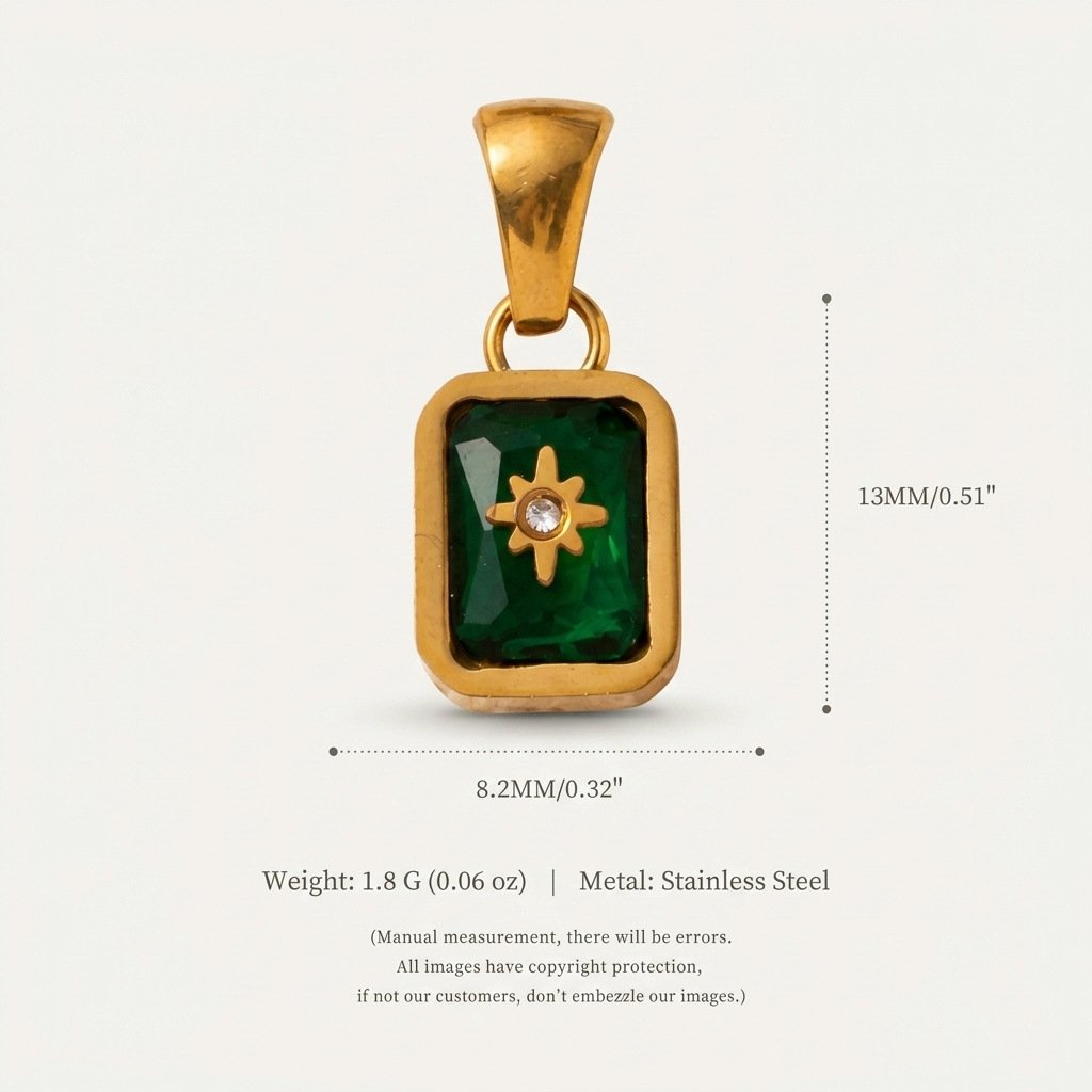 North-Star Detail Birthstone-Inspired Pendant May / Gold-tone