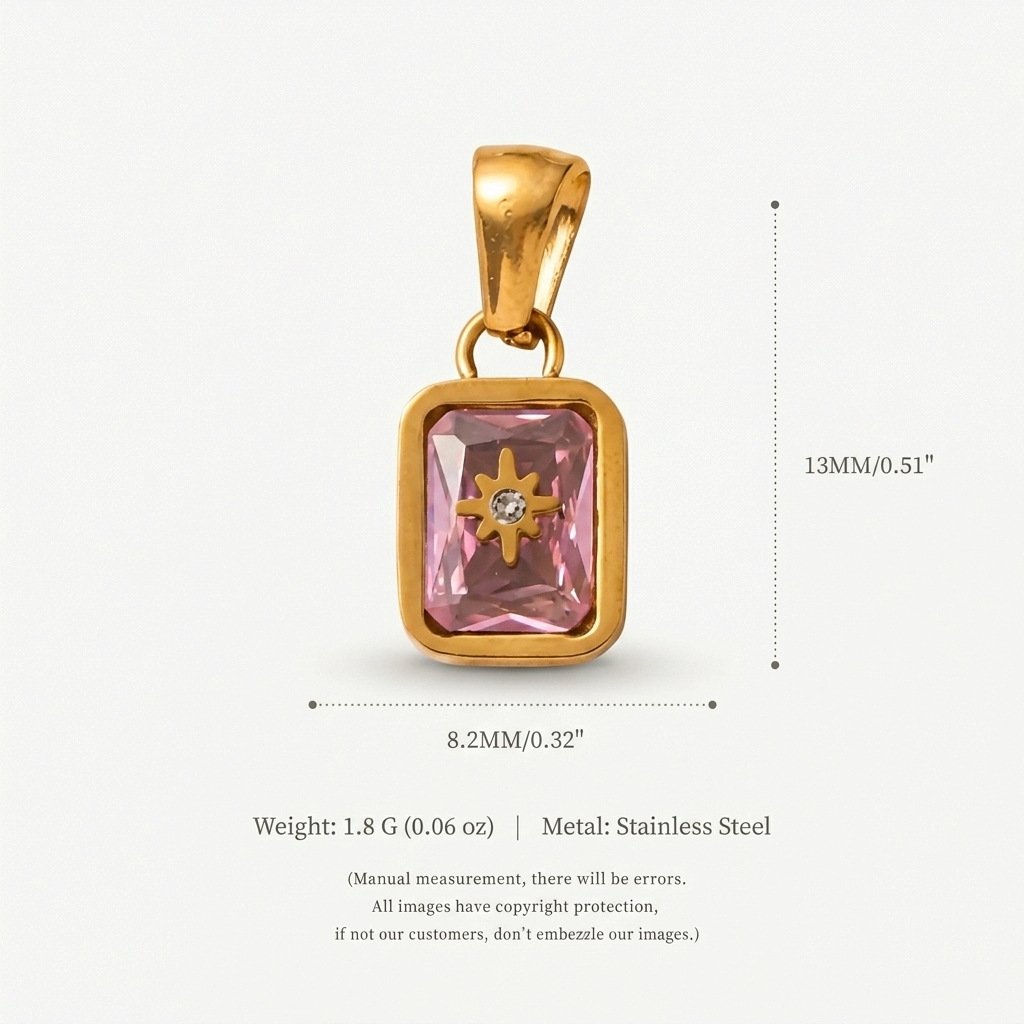 North-Star Detail Birthstone-Inspired Pendant October / Gold-tone