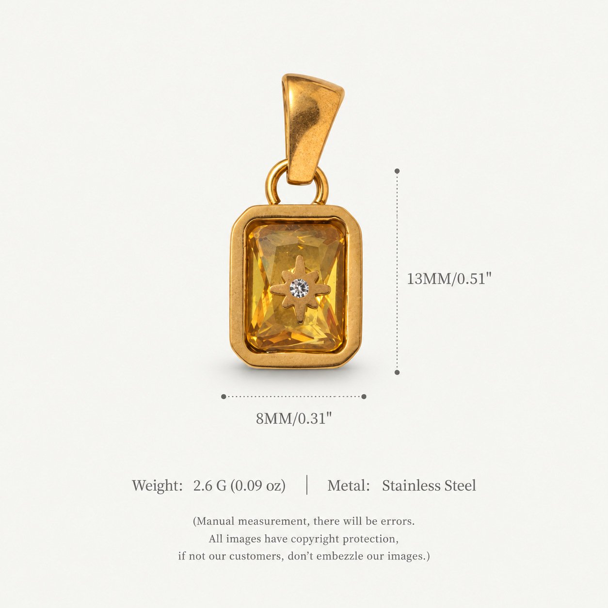 North-Star Detail Birthstone-Inspired Pendant November / Gold-tone