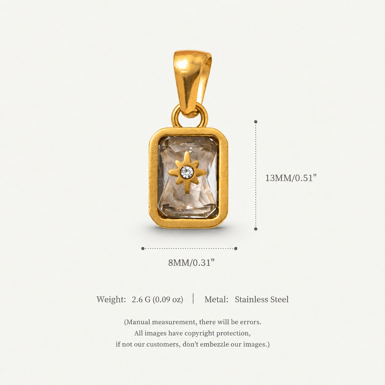 North-Star Detail Birthstone-Inspired Pendant April / Gold-tone