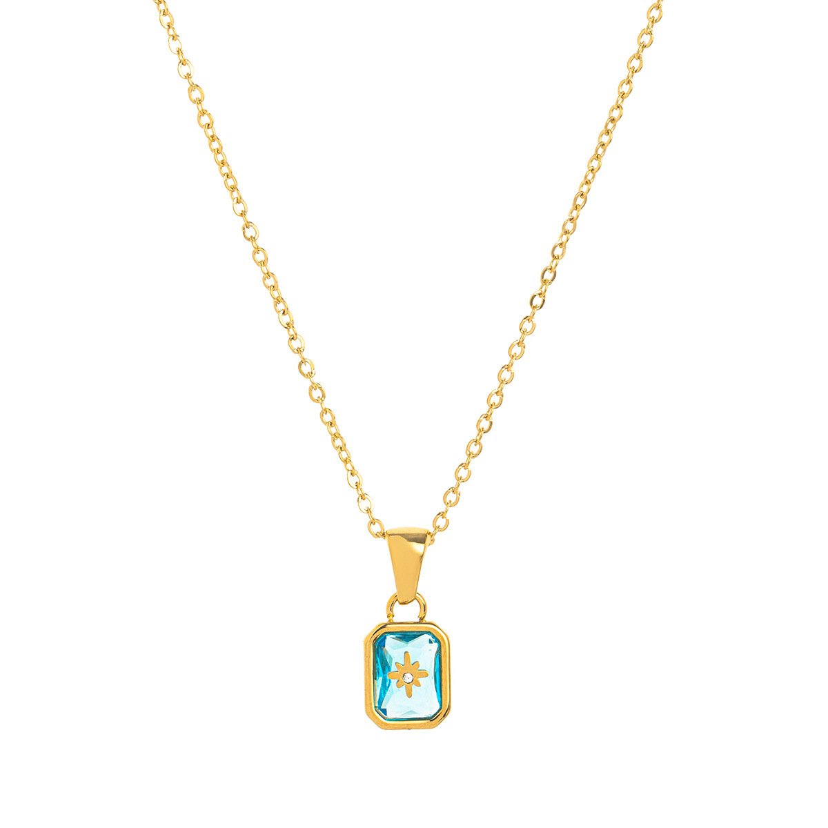 North-Star Detail Birthstone-Inspired Necklace February / Gold-tone