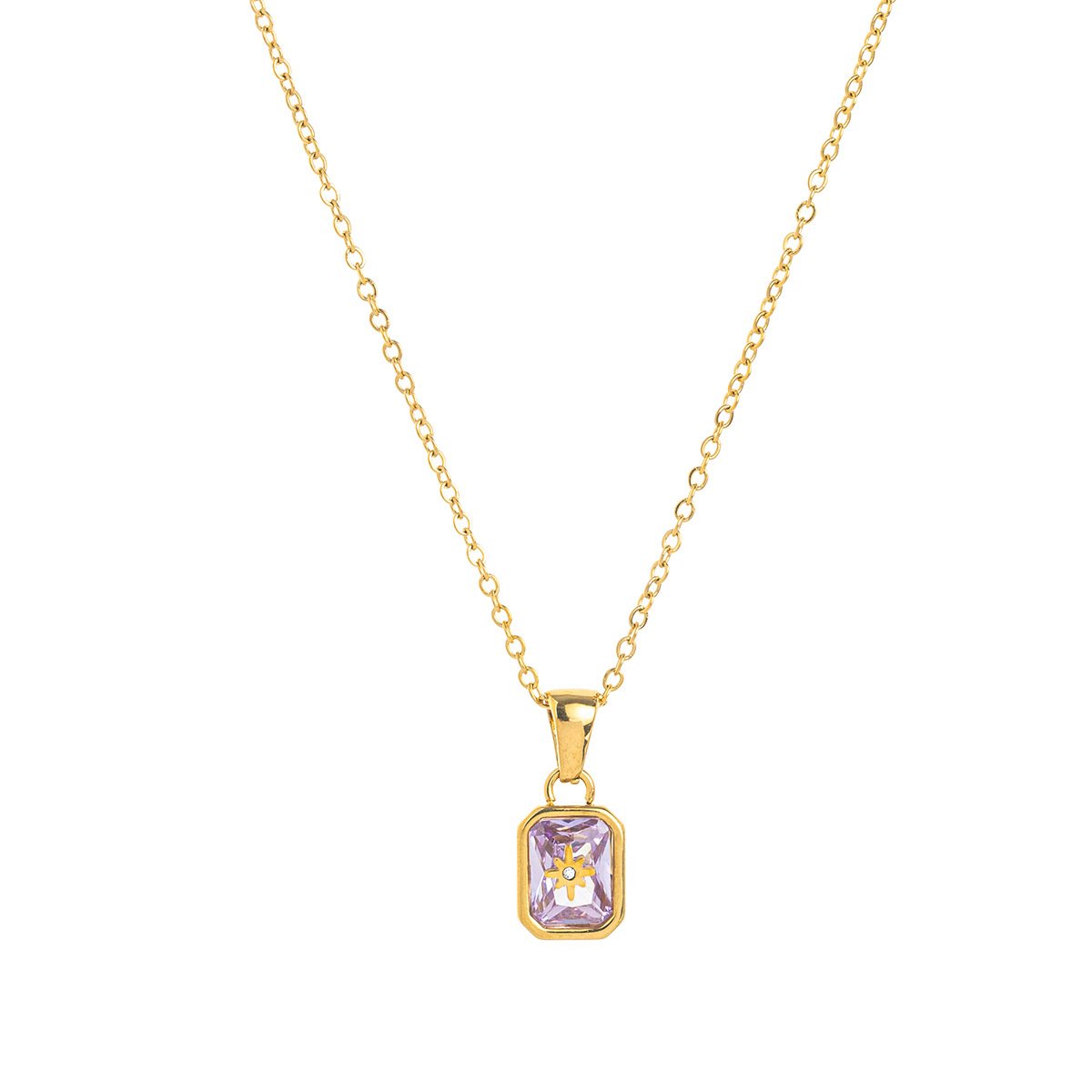 North-Star Detail Birthstone-Inspired Necklace June / Gold-tone