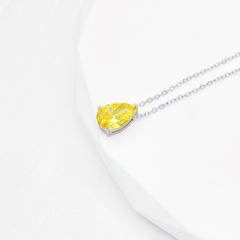 Teardrop Birthstone-Inspired Necklace November / Silver-tone