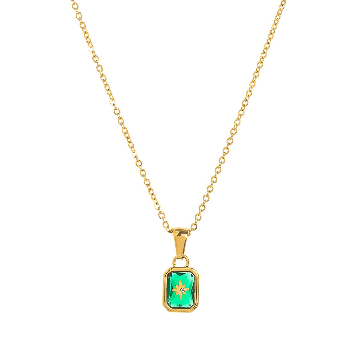 North-Star Detail Birthstone-Inspired Necklace May / Gold-tone