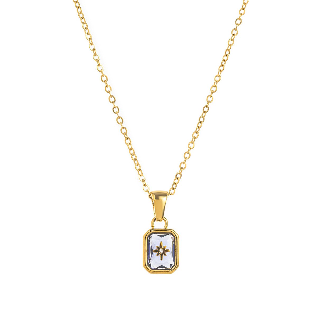 North-Star Detail Birthstone-Inspired Necklace December / Gold-tone