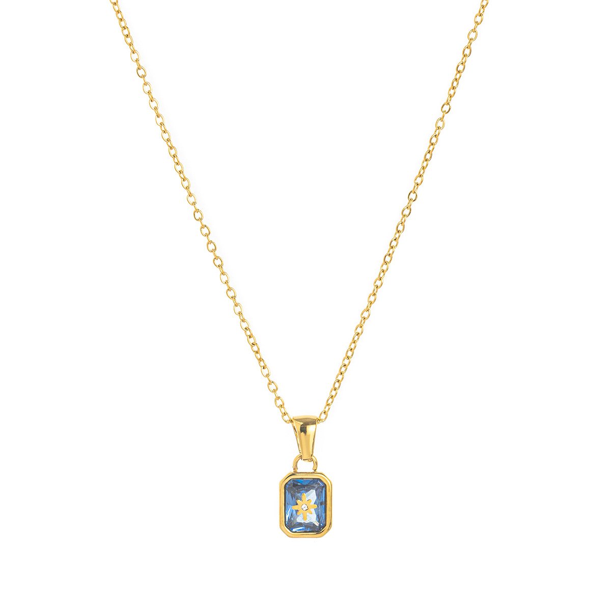 North-Star Detail Birthstone-Inspired Necklace September / Gold-tone