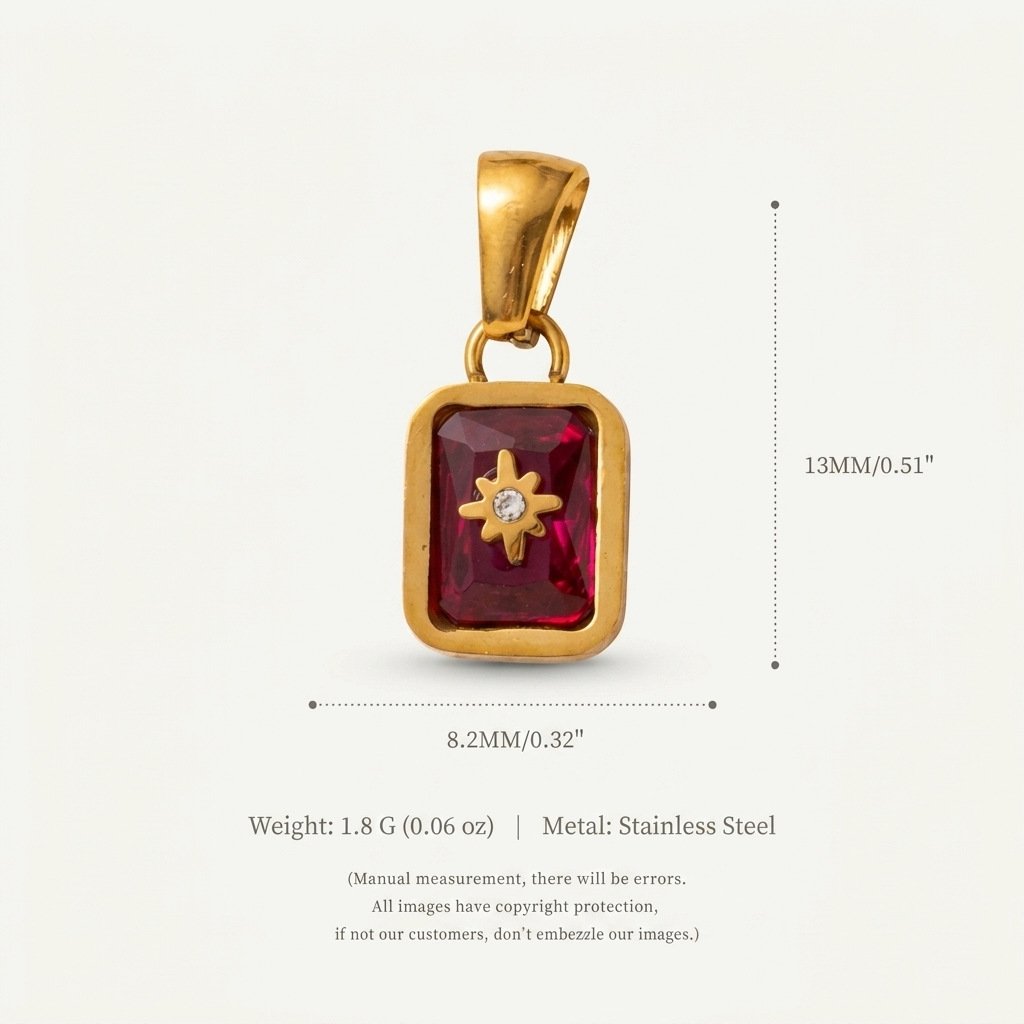 North-Star Detail Birthstone-Inspired Pendant July / Gold-tone