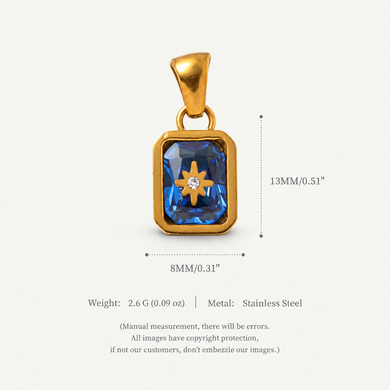 North-Star Detail Birthstone-Inspired Pendant September / Gold-tone