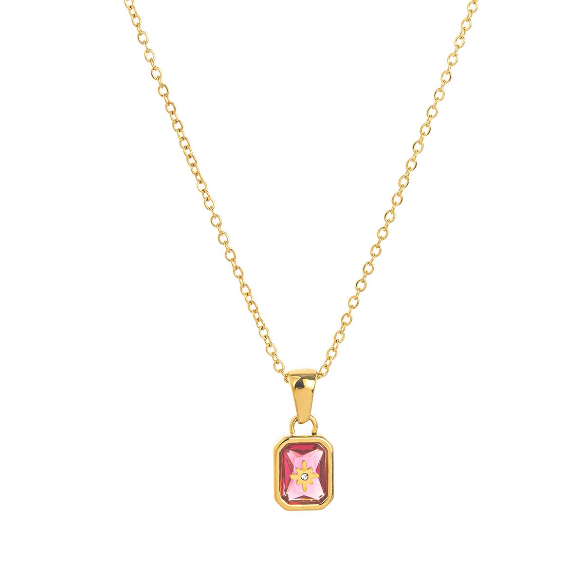 North-Star Detail Birthstone-Inspired Necklace July / Gold-tone