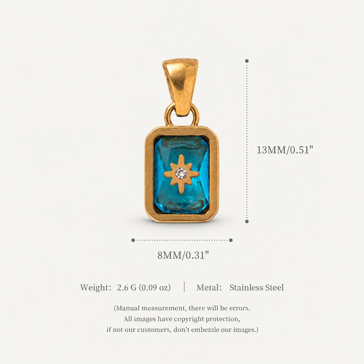 North-Star Detail Birthstone-Inspired Pendant December / Gold-tone