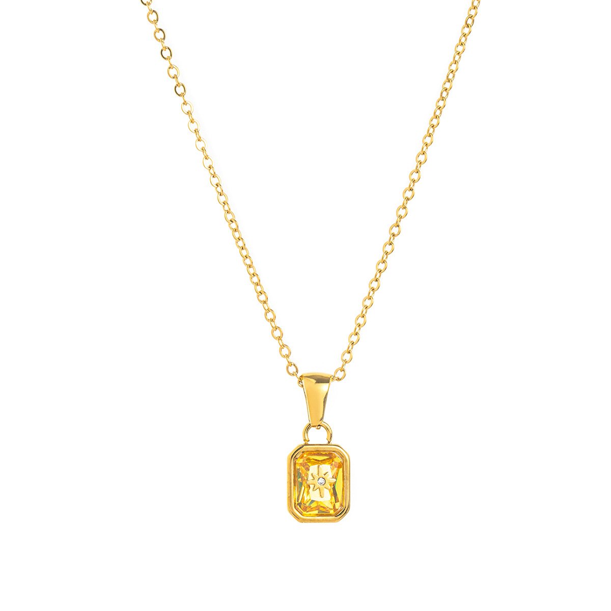 North-Star Detail Birthstone-Inspired Necklace November / Gold-tone