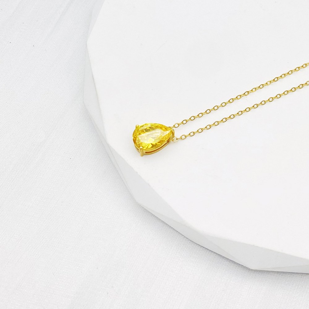 Teardrop Birthstone-Inspired Necklace November / Gold-tone