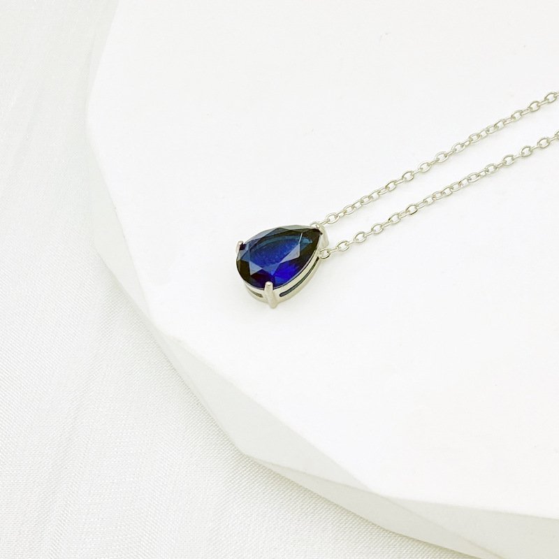 Teardrop Birthstone-Inspired Necklace September / Silver-tone